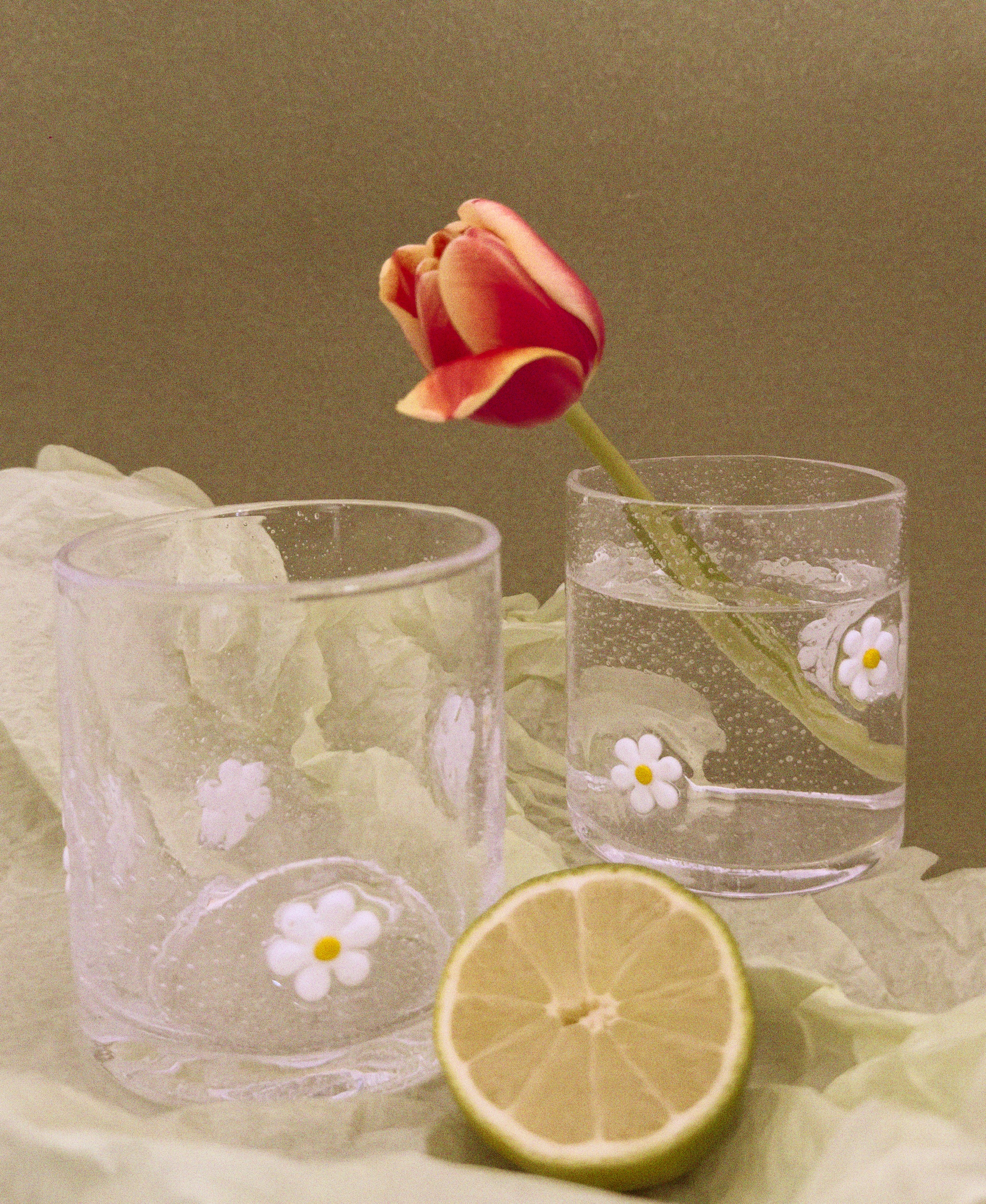 Daisy Thick Glass Cup