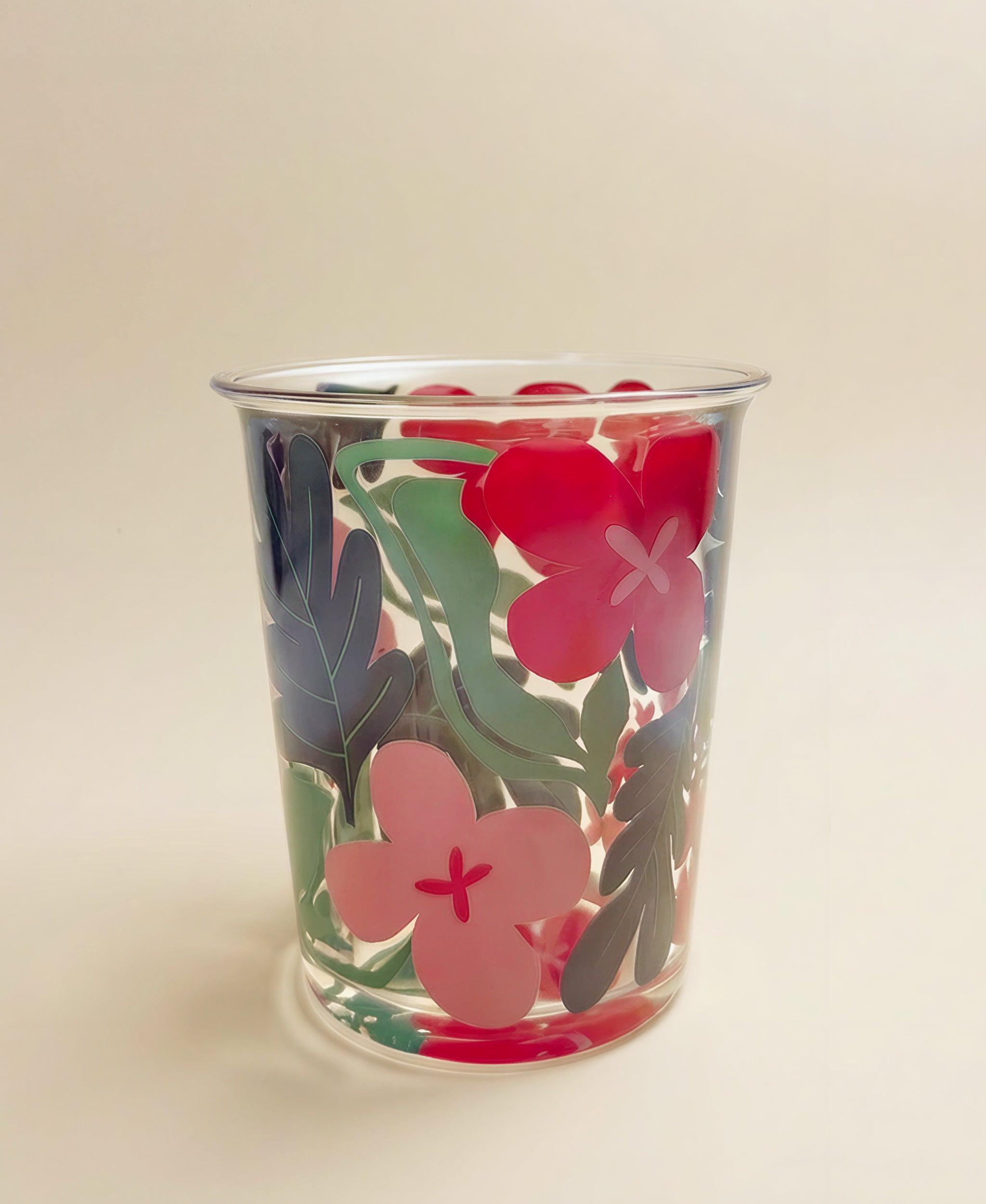 Vintage Flower Printed Glass