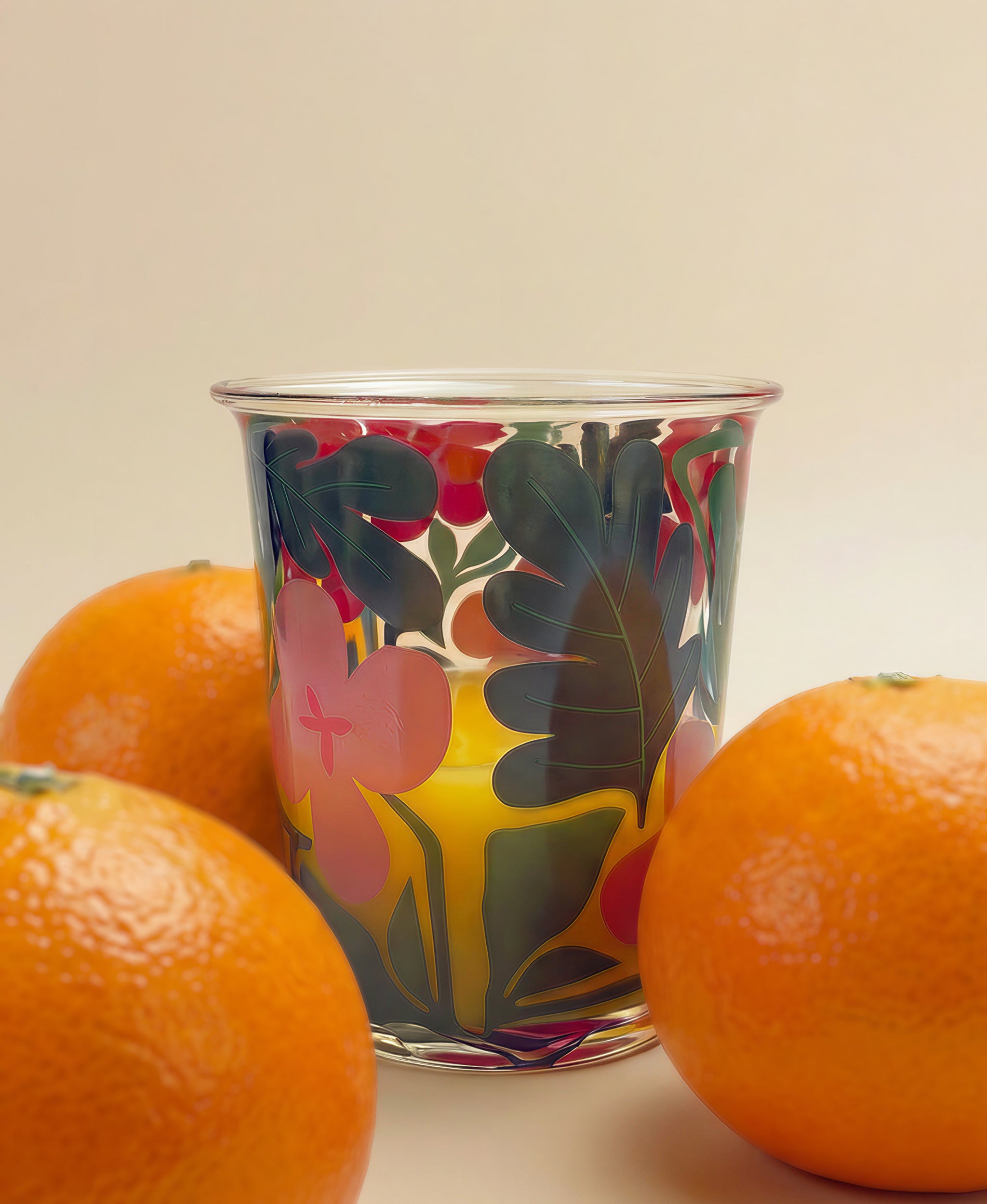 Vintage Flower Printed Glass