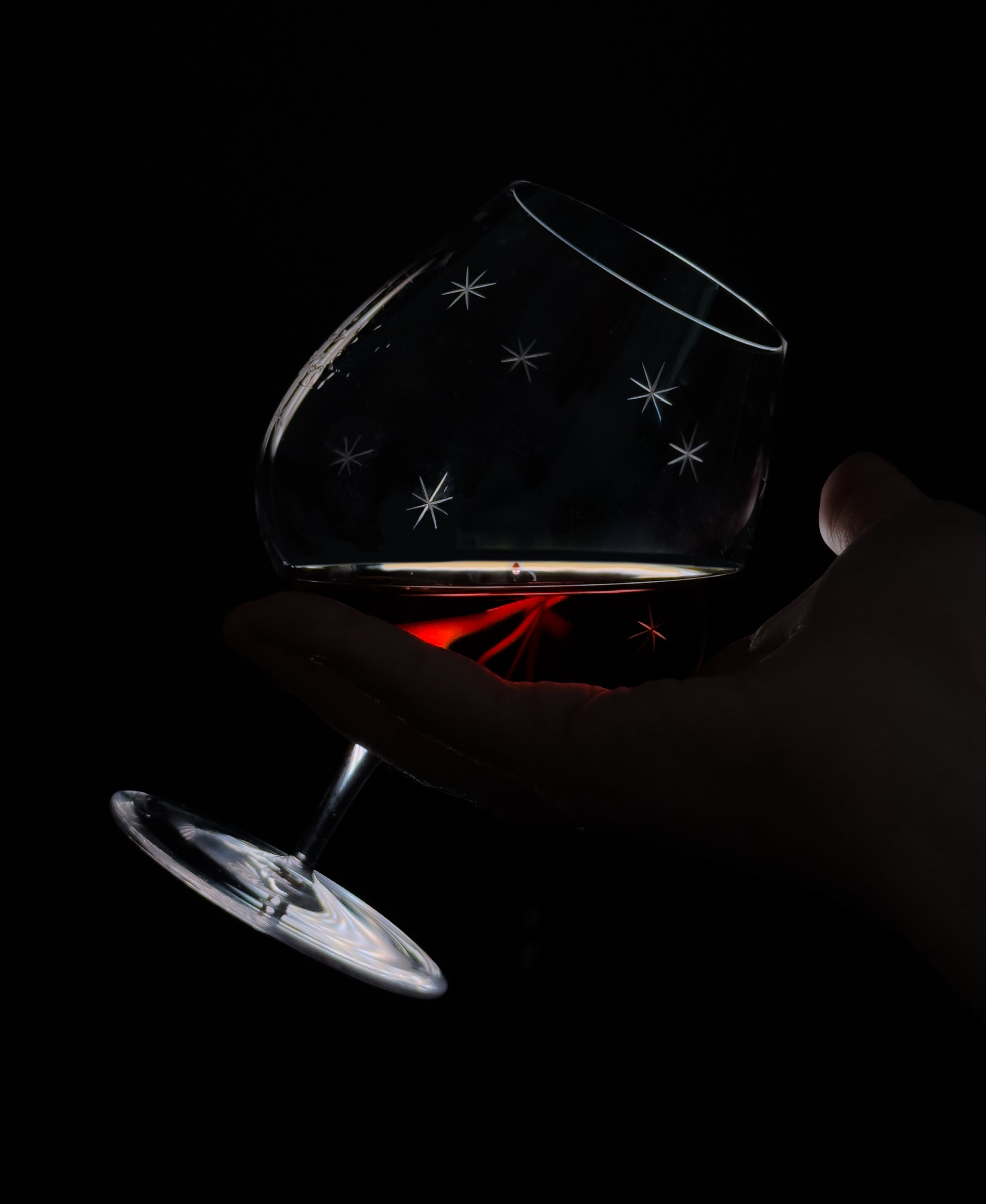 Star Engraved Crystal Cognac Glass